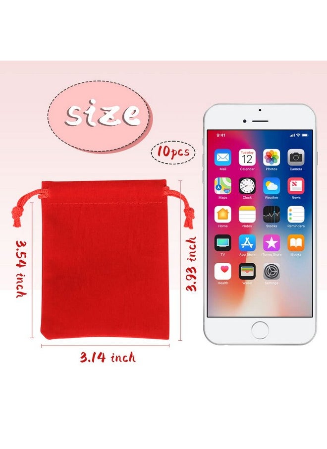Shintop - 10 Pack Velvet Drawstring Bags For Christmas Wedding Gift Bags Velvet Cloth Jewelry Pouches (2.75” X 3.54” Red) - Image 1