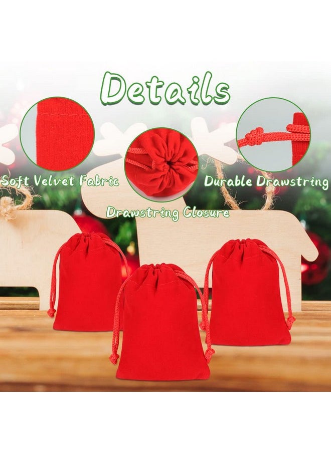 Shintop - 10 Pack Velvet Drawstring Bags For Christmas Wedding Gift Bags Velvet Cloth Jewelry Pouches (2.75” X 3.54” Red) - Image 1
