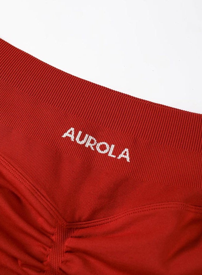 AUROLA شورتات تمارين تأثير للنساء، 2.5 3.5 4.5 5.5 6.5 لا تتدحرج، مقاومة للتمارين، خياطة غير مرئية، شورت ضغط للجيم، لون كينابار، L - Image 5