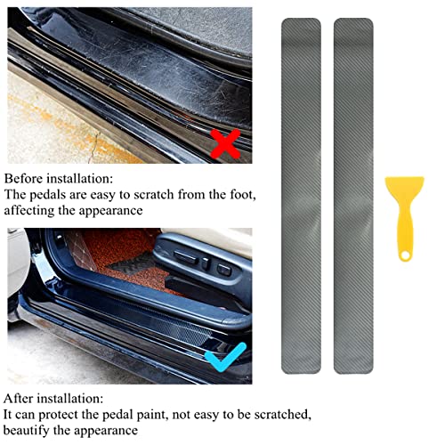 Buylogy® (Silver) 4Pcs 23.6Inch Car Door Sill Protector, Automotive Door Sill Scuff Plate Film Carbon Fiber Vinyl Wrap Stickers, Anti Scratch Entry Guard - Image 5