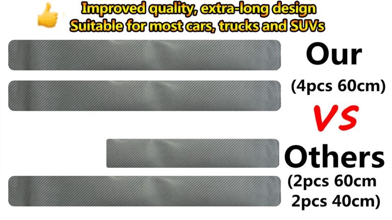 Buylogy® (Silver) 4Pcs 23.6Inch Car Door Sill Protector, Automotive Door Sill Scuff Plate Film Carbon Fiber Vinyl Wrap Stickers, Anti Scratch Entry Guard - Image 4