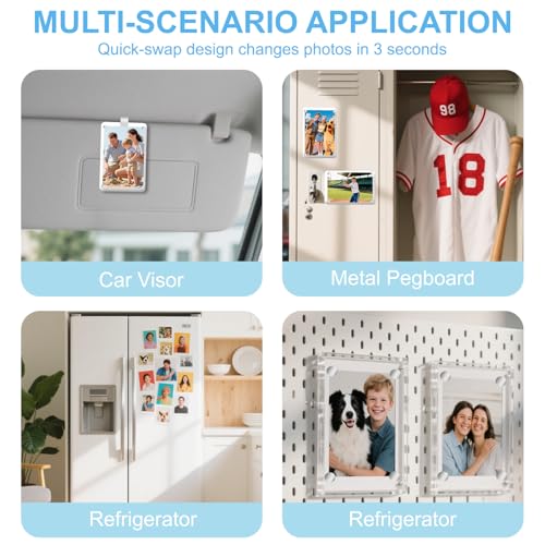 Azureblue 2Pcs Car Picture Holder for Visor Clip Photo Frame, Car Visor Photo Clip, Acrylic Magnetic Car Sun Visor Photo Holder, Personalized Car Picture Frame, Suitable for Adding Family or Personal Photos, Valentines Day Gifts - Image 5