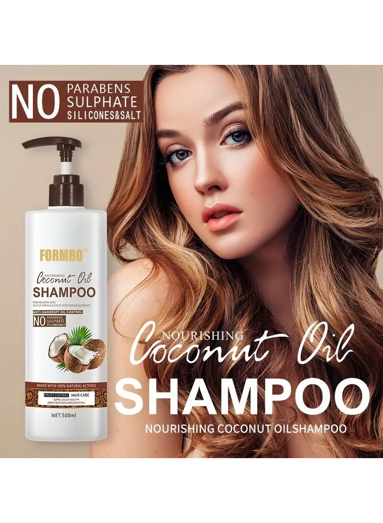 Combat FORMBO Coconut Oil Shampoo for Unisex-Adult, Nourishing Thick Hair with Glycerin, Deep Clean Formulation, Dandruff & Oil Control, Sulfate & Paraben Free Liquid Hair Care, 500ML - Image 2