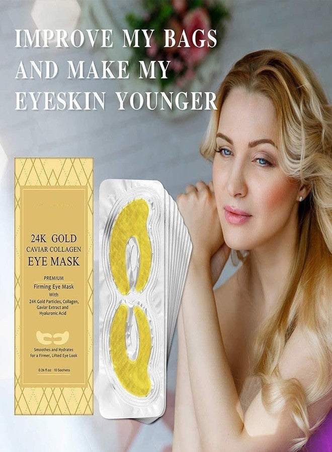 LOOKMINT Gold Around Eye Gel Mask Reduce Wrinkles Puffiness Hydrolyzed Collagen Moisturize Lift Korean Anti-Aging Eye Patches, Korean Patches for Dark Circles, Hydrates & Repairs (Gold Pack Of 10) - Image 5