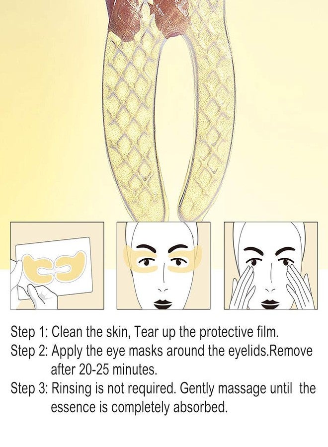 LOOKMINT Gold Around Eye Gel Mask Reduce Wrinkles Puffiness Hydrolyzed Collagen Moisturize Lift Korean Anti-Aging Eye Patches, Korean Patches for Dark Circles, Hydrates & Repairs (Gold Pack Of 10) - Image 3
