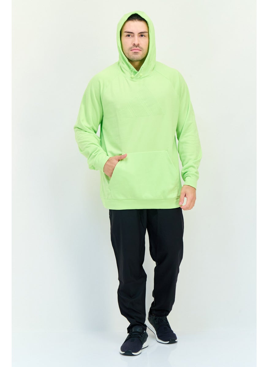 Adidas Men Sportswear Fit Long Sleeve Outdoor Hoodie, Lime  - Image 4