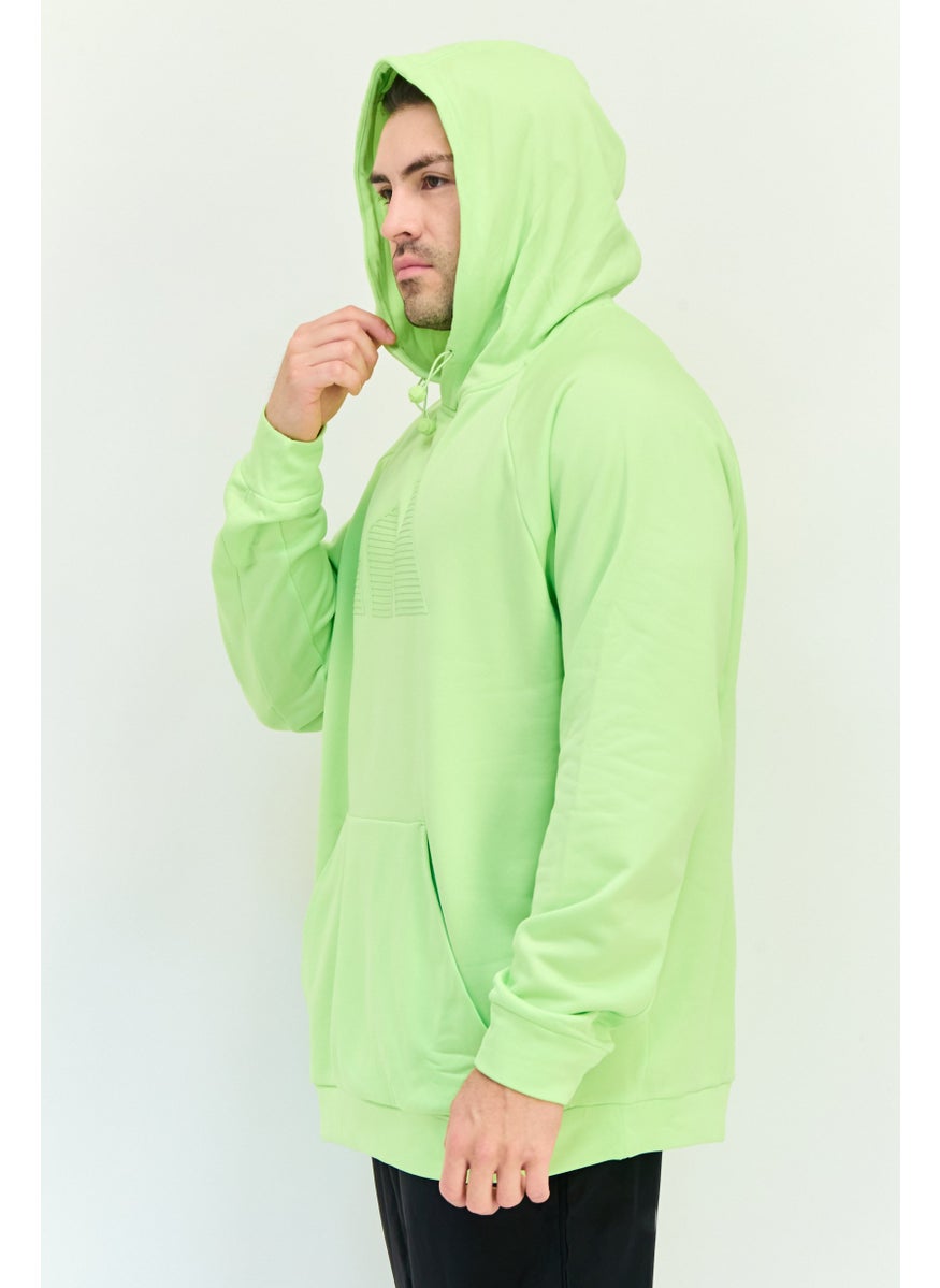 Adidas Men Sportswear Fit Long Sleeve Outdoor Hoodie, Lime  - Image 2