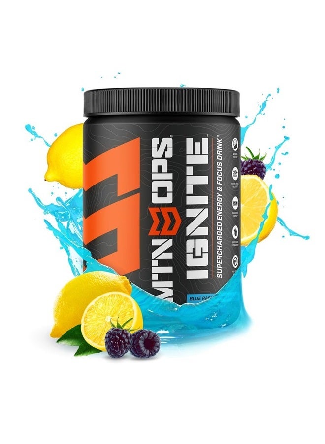MTN OPS Ignite Supercharged Energy Drink Mix 45-Serving Tub, Blue Raspberry Lemonade  - Image 1
