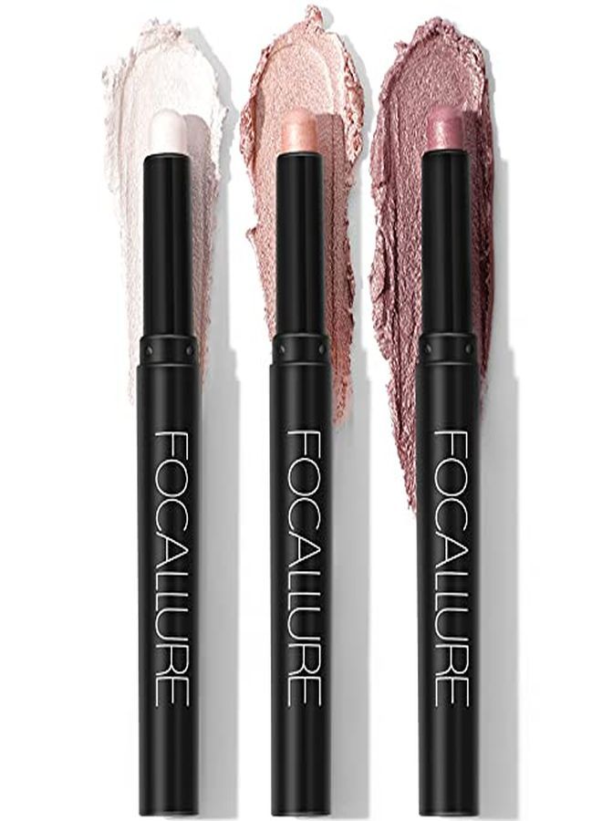 FOCALLURE (3 Pcs) 2 In 1 Eyeshadow And Eyeliner Pen, Waterproof Eye Shadow Pencil, Hypoallergenic Eyeshadow, Highlighter Eye Liner, Multidimensional Eyes Look, Fa3811116123  - Image 1