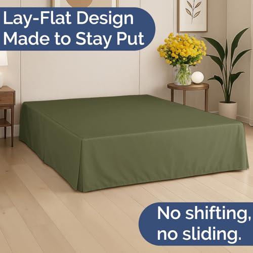CGK Unlimited Pleated Bed Skirt Queen Size 3 Sided Pleated Bed Skirt Queen UltraSoft Easy Fit with 15 Inch Tailored Drop Hotel Quality Wrinkle Fade Resistant For Women Men Kids and Teens Sage Green - Image 3