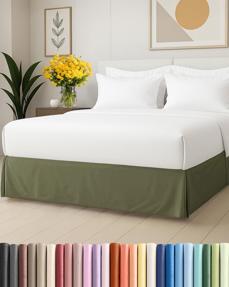 CGK Unlimited Pleated Bed Skirt Queen Size 3 Sided Pleated Bed Skirt Queen UltraSoft Easy Fit with 15 Inch Tailored Drop Hotel Quality Wrinkle Fade Resistant For Women Men Kids and Teens Sage Green - Image 2