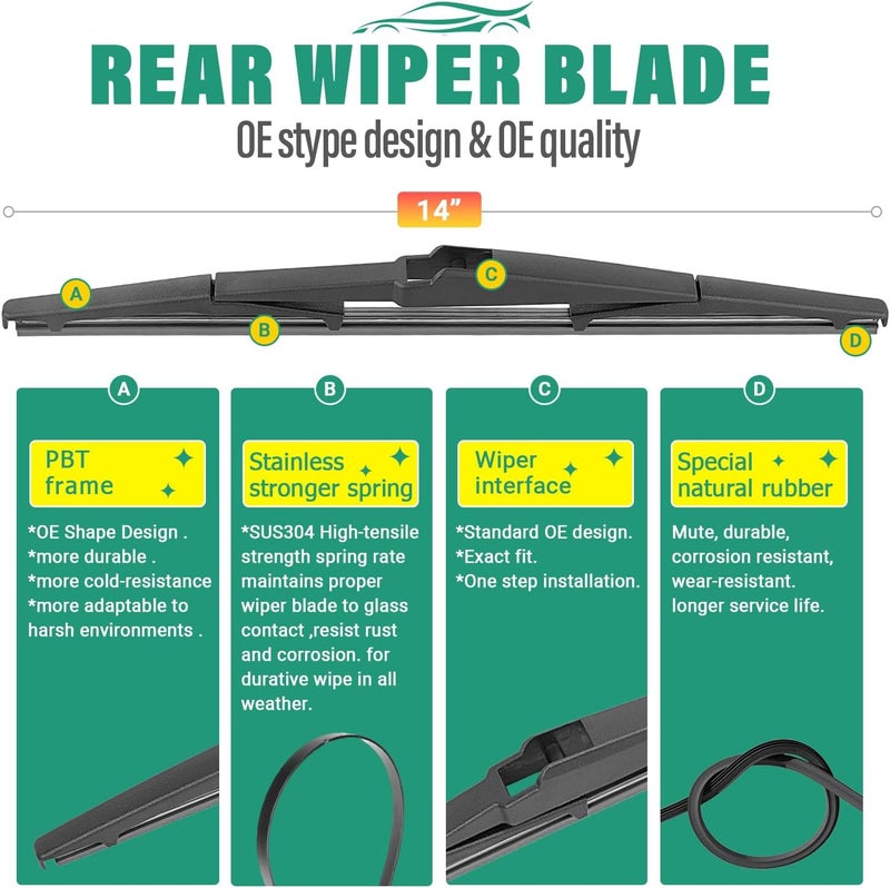 WINDSMILE 24" 18" 14" Windshield Wiper Blades for Mazda CX5 CX9 CX-5 CX-9 2017 2018 2019 2020 2021 2022 2023 -OEM Replacement Premium All season Wiper Blades (Set of 3) - Image 4
