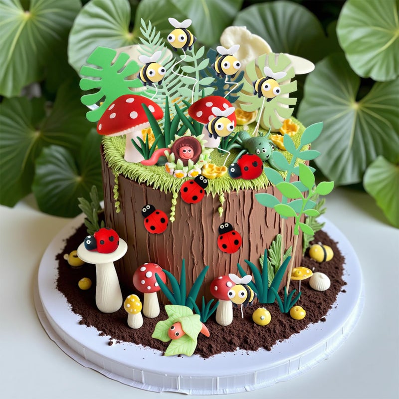 Knana 30Pcs Bug Cake Topper Bug Cake Decorations with Bee Mushroom Insect Cake Topper Insect Party Decorations - Image 4