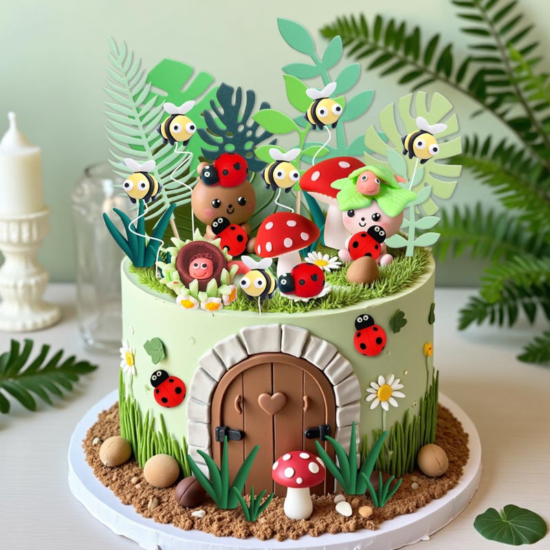 Knana 30Pcs Bug Cake Topper Bug Cake Decorations with Bee Mushroom Insect Cake Topper Insect Party Decorations - Image 3