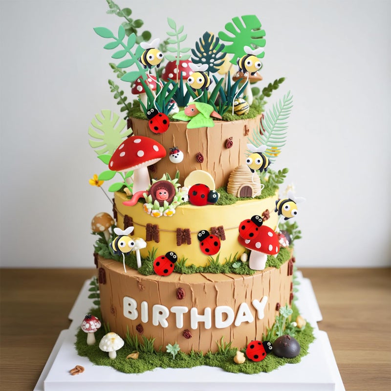 Knana 30Pcs Bug Cake Topper Bug Cake Decorations with Bee Mushroom Insect Cake Topper Insect Party Decorations - Image 5