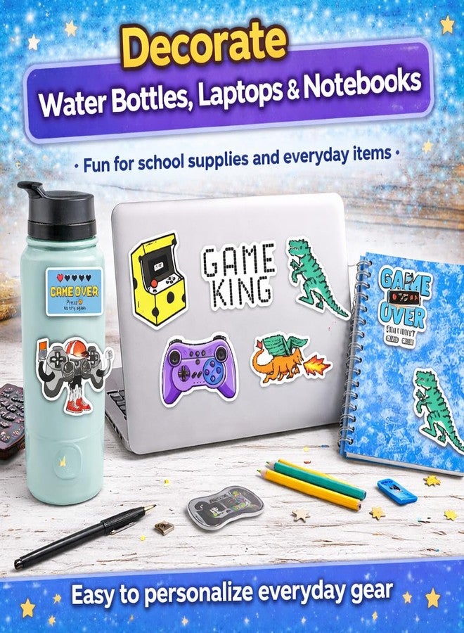 DETICKERS Water Bottles Stickers for Boys Kids 50 PCS Waterproof Video Game Vinyl Stickers Gamer Gifts for Teen Boys - Image 2