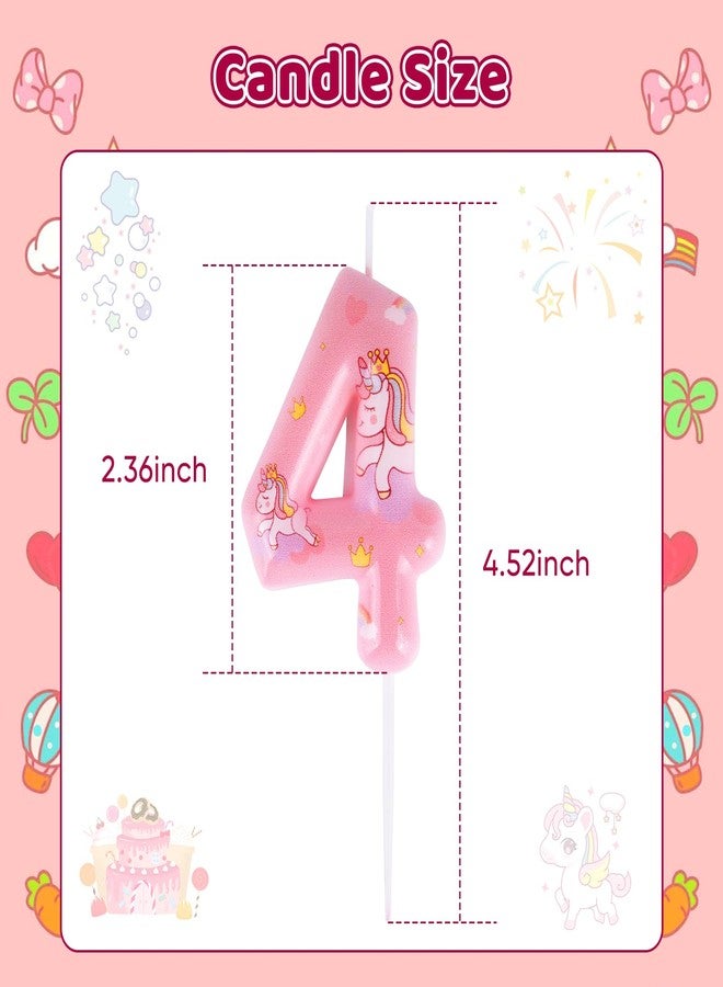 Wanlab Unicorn Number 4 Candle,Birthday Candles,Numeral Cake Topper Pink Cute Birthday Decorations for Girls Party Supplies,Anniversary,Theme Party Favors - Image 3