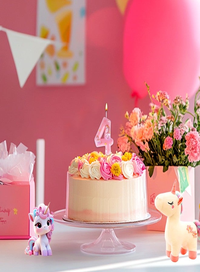 Wanlab Unicorn Number 4 Candle,Birthday Candles,Numeral Cake Topper Pink Cute Birthday Decorations for Girls Party Supplies,Anniversary,Theme Party Favors - Image 5