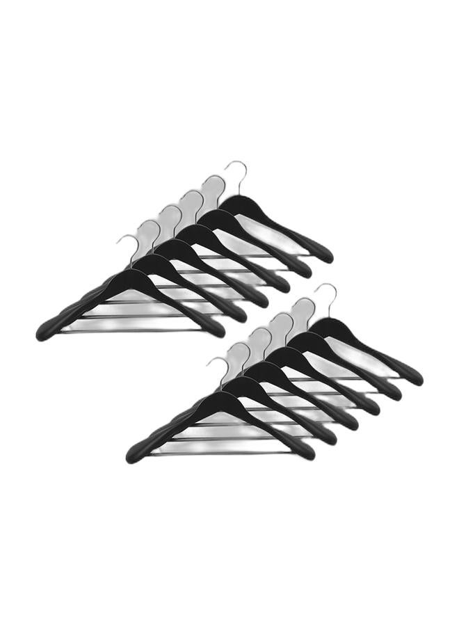 Noon East Pack of 2 - 6 Piece Wood Coat Hangers Jacket Outerwear and Shirt,with Extra-Wide Shoulder, 360 Degree Swivel Hooks & Anti-Slip Bar with Screw in Black, 23 x 45 cm - Image 1