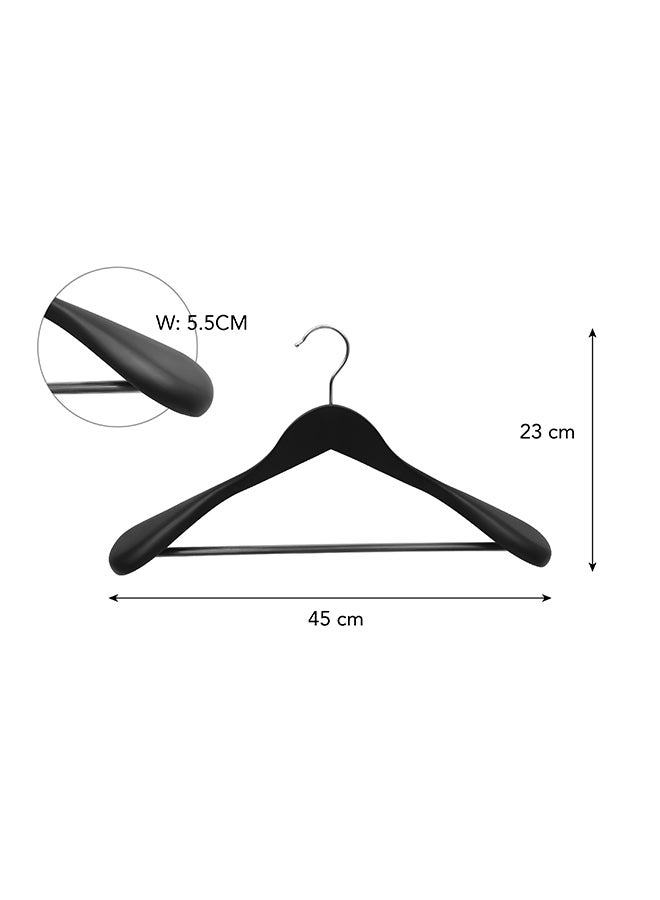 Noon East Pack of 2 - 6 Piece Wood Coat Hangers Jacket Outerwear and Shirt,with Extra-Wide Shoulder, 360 Degree Swivel Hooks & Anti-Slip Bar with Screw in Black, 23 x 45 cm - Image 3
