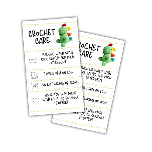 Lashicorn Crochet Care Instruction Cards | 50pk 2x3.5” RAOK Random Acts of Kindness Yarn Plush Doll Scarf Template Loaf Pattern DIY Crafters Knitting - Image 1