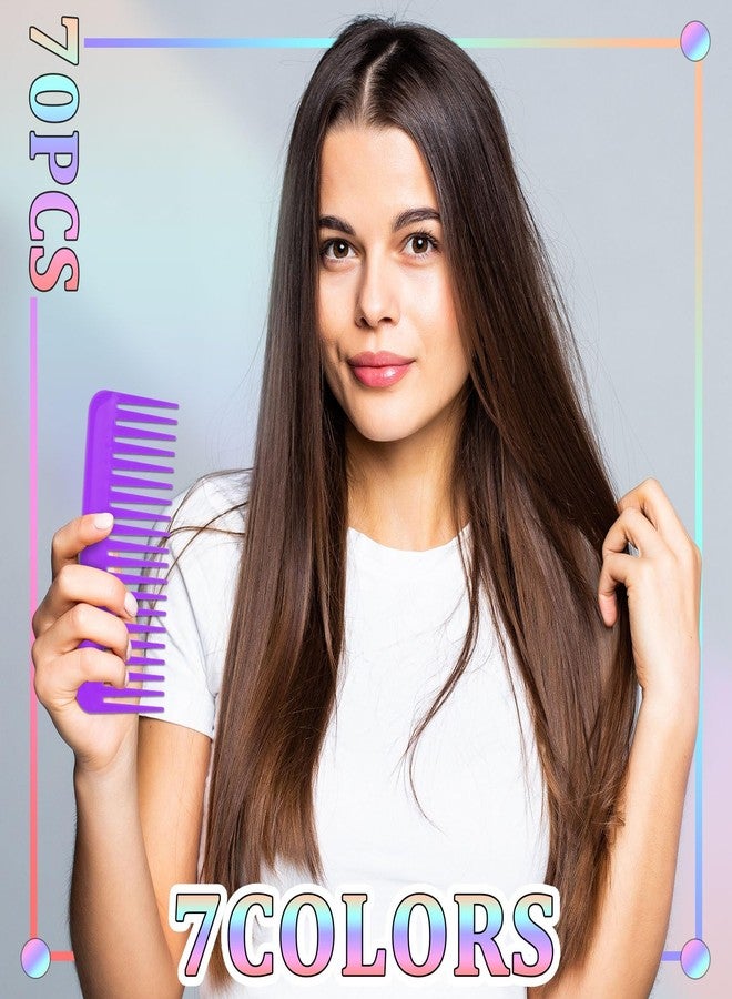 Tobeelec 70 Pcs Colorful Wide Tooth Comb Bulk, Large Hair Detangling Comb, Wide Tooth Comb for Curly, Wet Dry Hair, No Handle Large Detangler Comb Styling Shampoo Comb, 7 Colors - Image 5