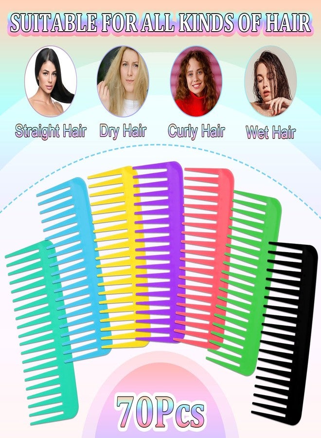 Tobeelec 70 Pcs Colorful Wide Tooth Comb Bulk, Large Hair Detangling Comb, Wide Tooth Comb for Curly, Wet Dry Hair, No Handle Large Detangler Comb Styling Shampoo Comb, 7 Colors - Image 2