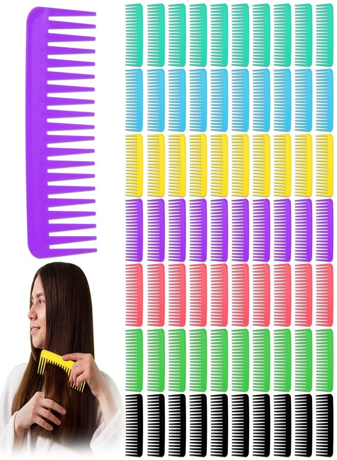 Tobeelec 70 Pcs Colorful Wide Tooth Comb Bulk, Large Hair Detangling Comb, Wide Tooth Comb for Curly, Wet Dry Hair, No Handle Large Detangler Comb Styling Shampoo Comb, 7 Colors - Image 1