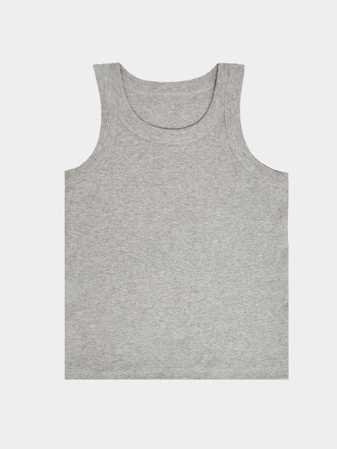 Styli Girls Grey Cotton Ribbed Vest - Image 1