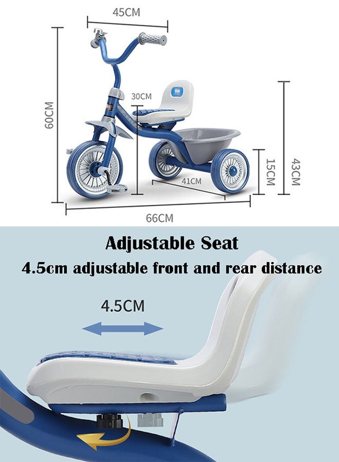ZCM-HAPPY Children's Tricycle for Boys and Girls with Safety Belt and Anti-Rollover Design, Baby Sliding Bicycle with Rear Storage Bucket  - Image 2