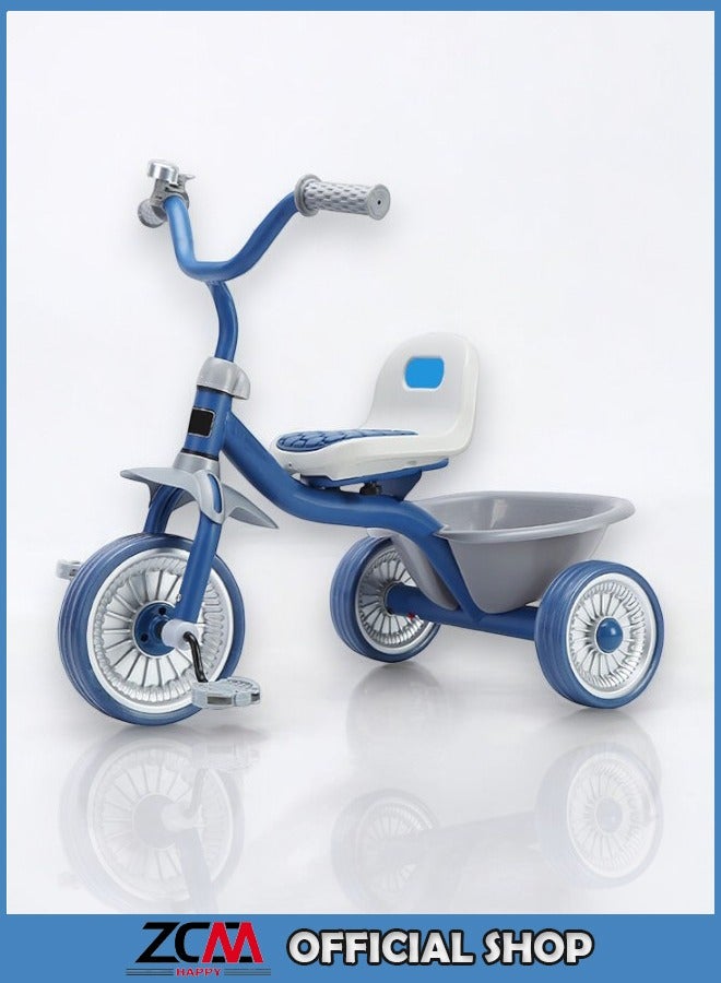 ZCM-HAPPY Children's Tricycle for Boys and Girls with Safety Belt and Anti-Rollover Design, Baby Sliding Bicycle with Rear Storage Bucket  - Image 1
