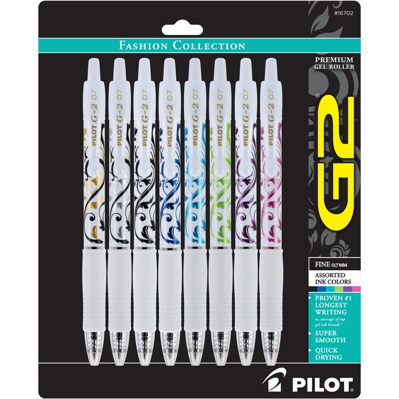 Pilot G2 Premium Gel Pens, Gel Roller Pens, Fine Point 0.7 mm Assorted Colors Pack of 8 - Image 2