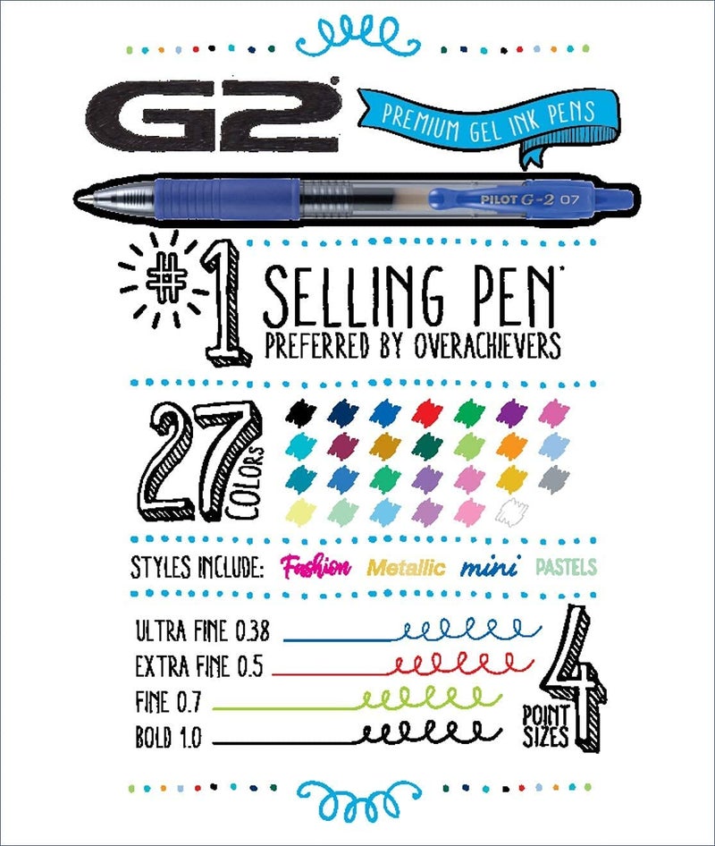Pilot G2 Premium Gel Pens, Gel Roller Pens, Fine Point 0.7 mm Assorted Colors Pack of 8 - Image 5