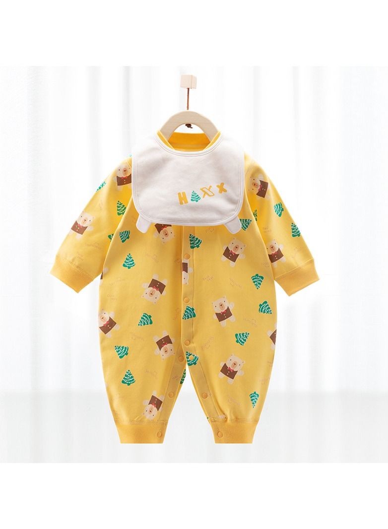Loquat A Cute Long-sleeved Jumpsuit For Babies And Toddlers With Bib 