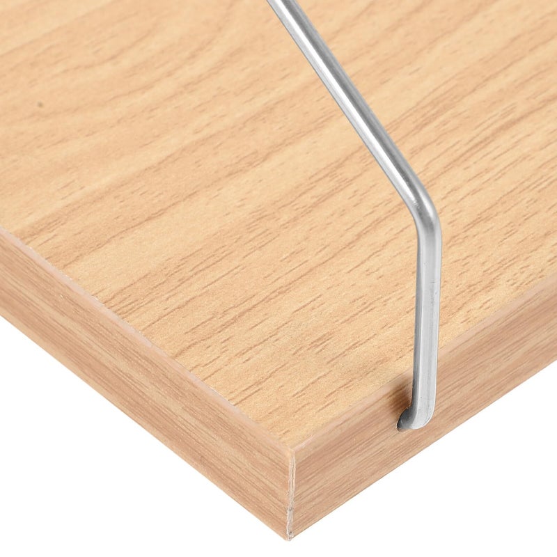 رف Floating Wall Shelf No Drilling Mounted 30x15cm Natural Wood Finish Storage Display - Image 5