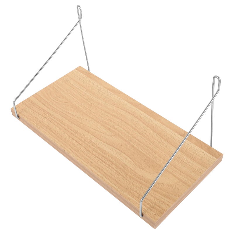 رف Floating Wall Shelf No Drilling Mounted 30x15cm Natural Wood Finish Storage Display - Image 2