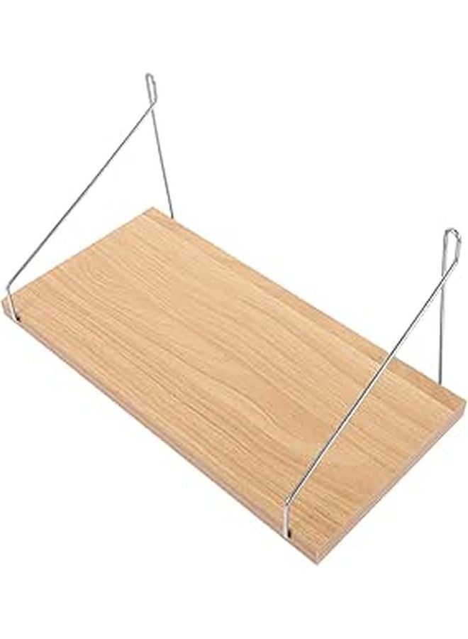رف Floating Wall Shelf No Drilling Mounted 30x15cm Natural Wood Finish Storage Display - Image 1