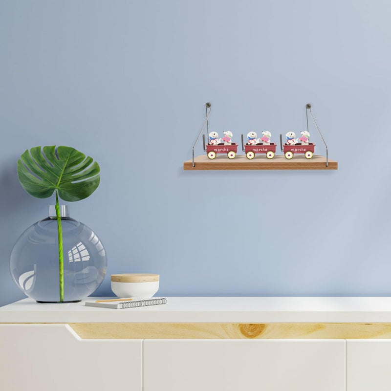 رف Floating Wall Shelf No Drilling Mounted 30x15cm Natural Wood Finish Storage Display - Image 3