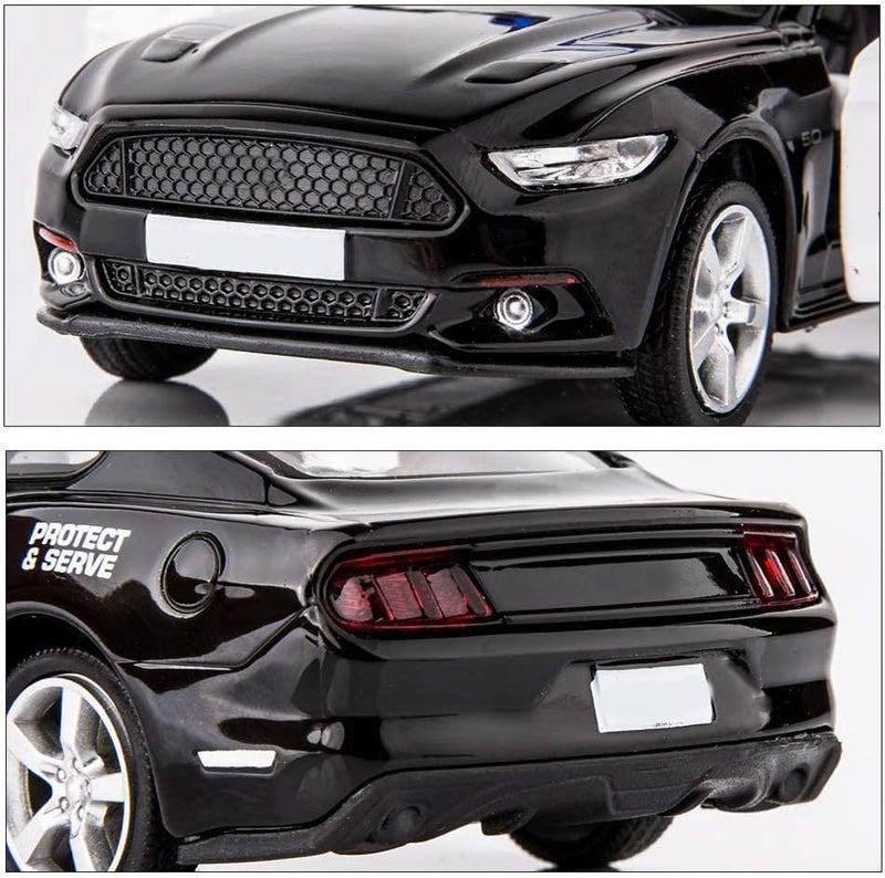 BDTCTK 1/36 Scale Ford Mustang GT Police Car Model Zinc Alloy Die-Cast Pull Back Vehicles Kid Toys for Boy Girl Gift (Black) - Image 5