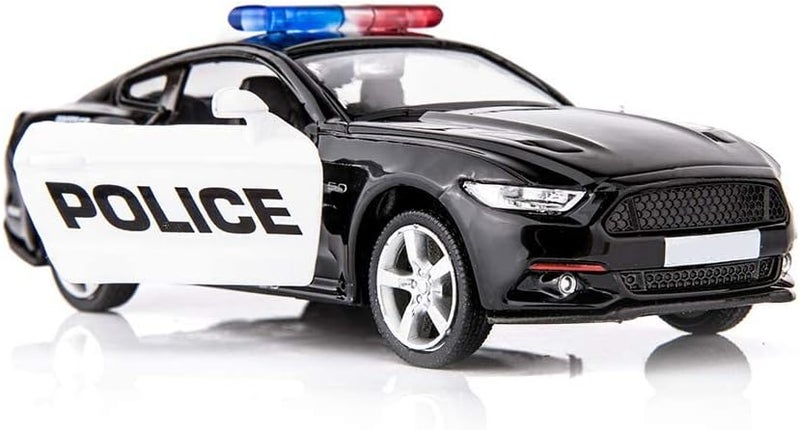 BDTCTK 1/36 Scale Ford Mustang GT Police Car Model Zinc Alloy Die-Cast Pull Back Vehicles Kid Toys for Boy Girl Gift (Black) - Image 1