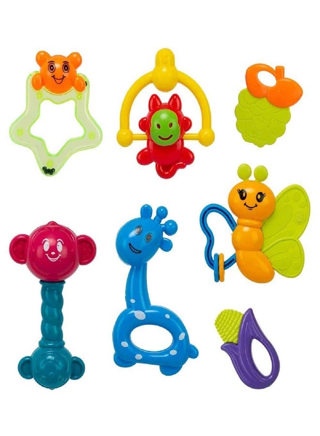 YUIOP - Rattle Set & Teether Toy - Ergonomic Grip - Melodious Sound - Smooth Rolling - Baby Toys - Attractive Colors - Baby Safe (Safari Rattles(7 Pcs)) - Image 1