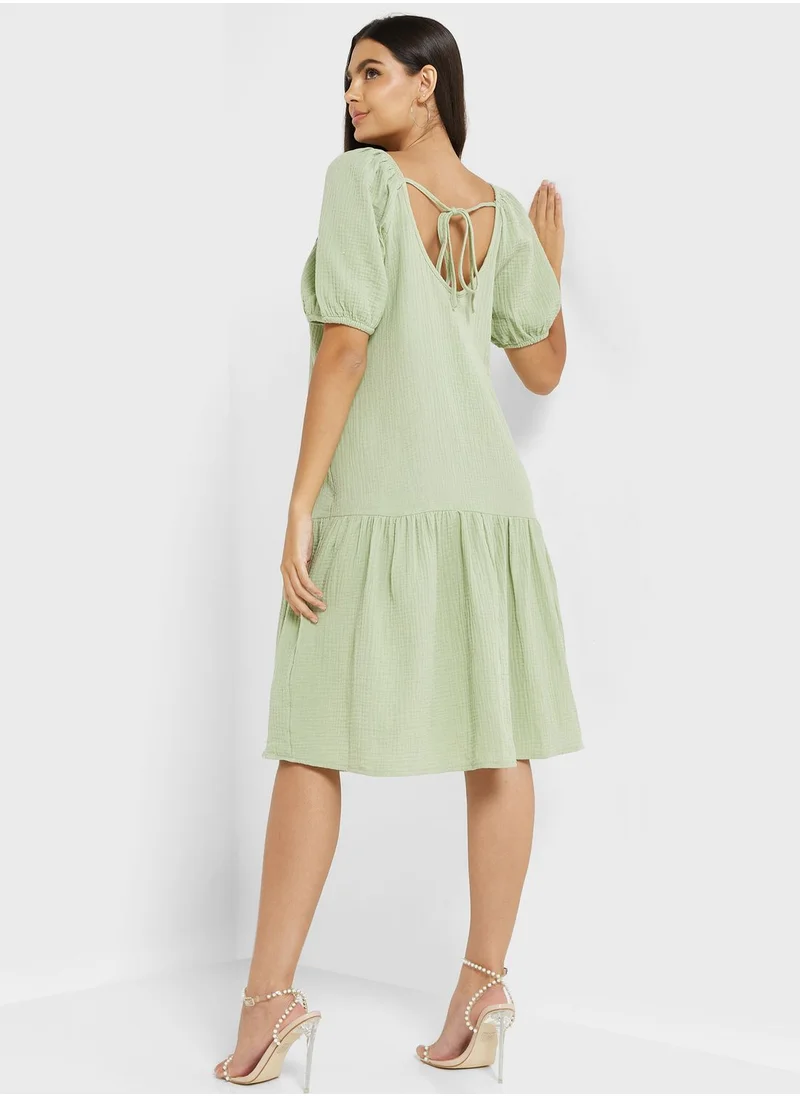 VERO MODA Puff Sleeve Tiered Dress