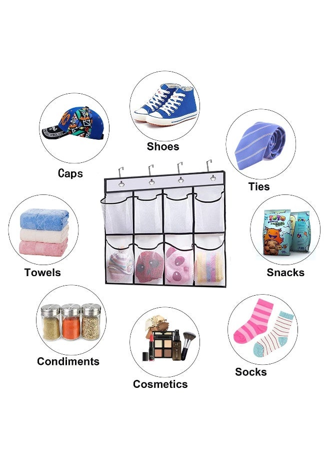 2 Pack Over The Door Shoes Organizer, Door Hanging Shoe Holder Rack Organizer Shoe Storage with 24 Durable Mesh Pockets, Works Well for Bedroom, Pantry, Dorm, White