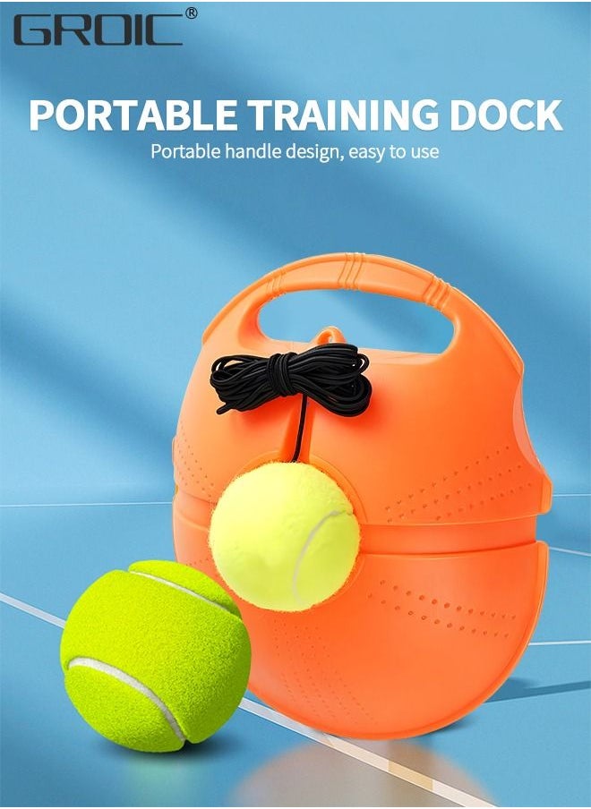 GROIC - 5-PCs Tennis Trainer Rebound Ball Set, Tennis Practice Trainer Gear Tennis Training Equipment Kit with 1 Trainer Base 4 Elastic Ropes & 4 Balls for Beginners, Kids, Adults - Image 1
