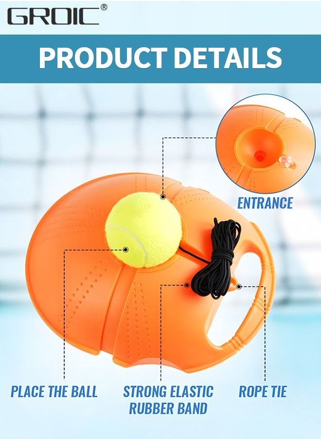 GROIC - 5-PCs Tennis Trainer Rebound Ball Set, Tennis Practice Trainer Gear Tennis Training Equipment Kit with 1 Trainer Base 4 Elastic Ropes & 4 Balls for Beginners, Kids, Adults - Image 1