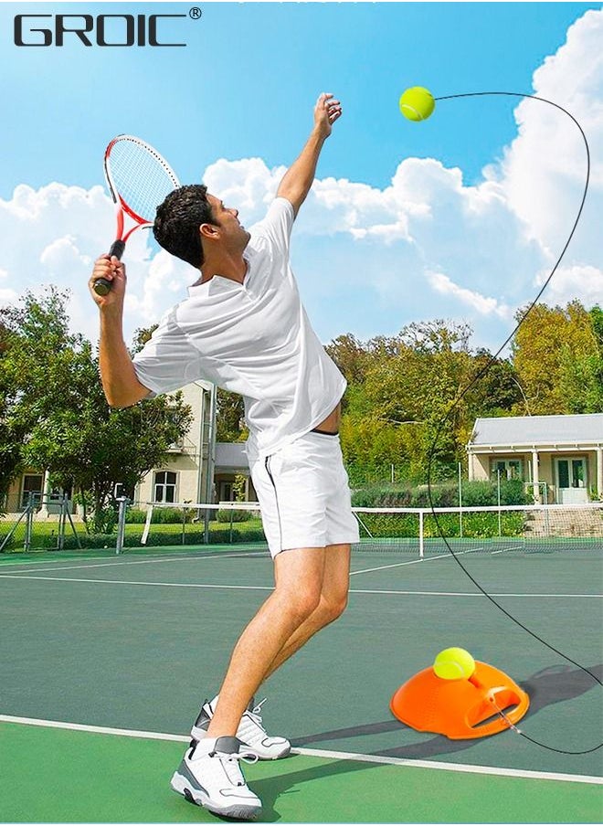 GROIC - 5-PCs Tennis Trainer Rebound Ball Set, Tennis Practice Trainer Gear Tennis Training Equipment Kit with 1 Trainer Base 4 Elastic Ropes & 4 Balls for Beginners, Kids, Adults - Image 1