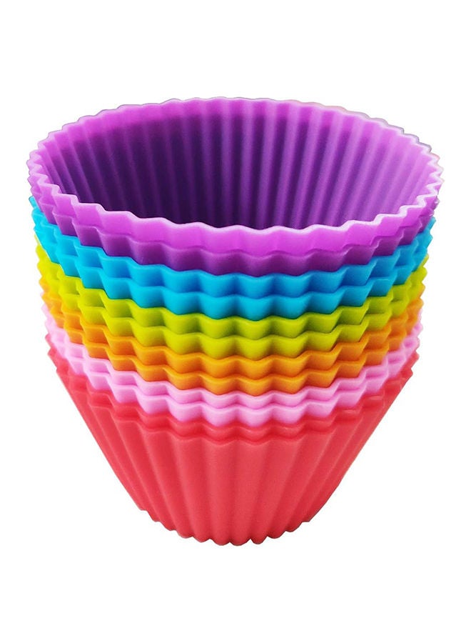 Silicone Cupcake Liners Jumbo 9Cm Baking Cups, Non-Stick Reusable Muffin Moulds 12 Packs In 6 Rainbow Large 