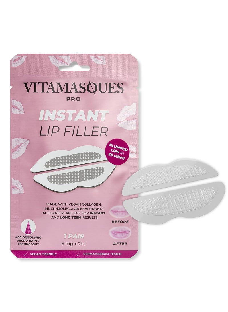 Vitamasques - Vitamasques Instant Lip Filler for Plumped Lips in 30 Mins Vegan Collagen MultiMolecular Hyaluronic Acid  400 Dissolving MicroDart Technology for Instant  LongLasting Results - Image 1