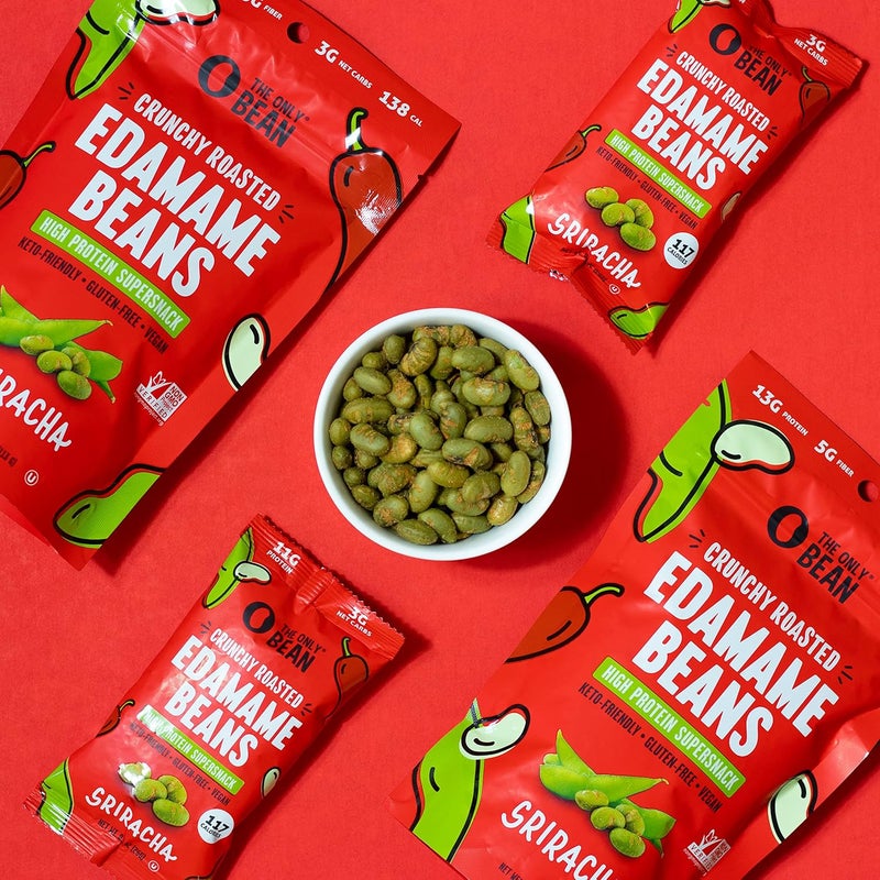 The Only Bean Crunchy Roasted Edamame Variety Pack - High Protein Vegan Snack (24 Pack, 0.9oz Each) - Sea Salt, Sriracha, Buffalo Flavors - Image 5