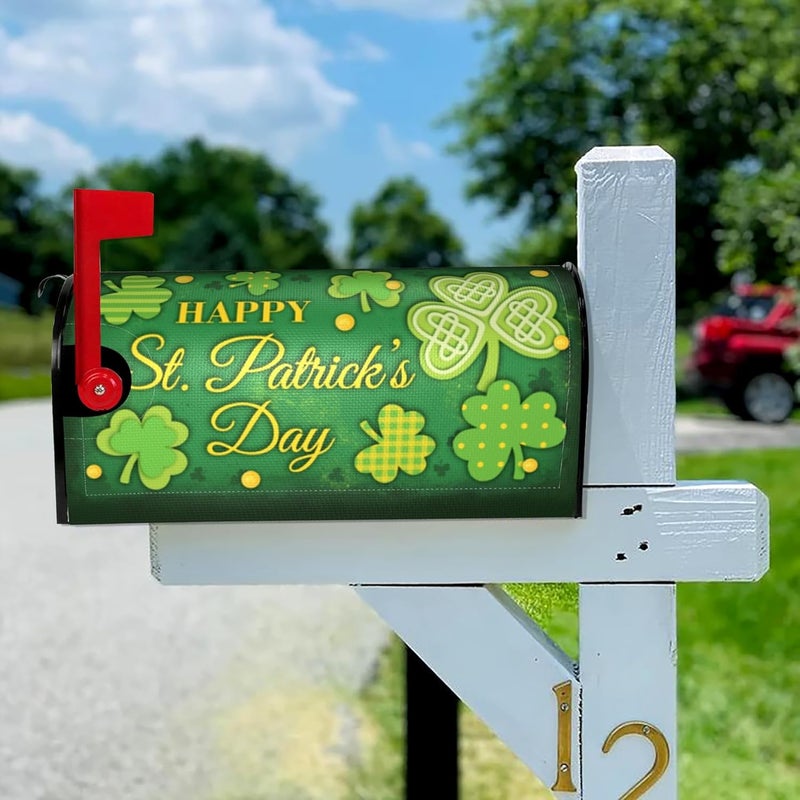 ARKUKT St. Patrick's Day Mailbox Cover Magnetic Shamrock Mailbox Wraps Post Letter Box Cover for Garden Yard Home Decor Standard Size 21" x 18" - Image 5